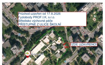 Průchod areálem mezi Sportovní a Školní ulicí bude několik dní uzavřen